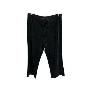 Zena Jeans Pull On Velour Lounge Pants Black Sz XL Drawstring Elastic Waist Cozy